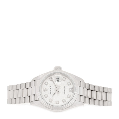 Rolex 18K White Gold Diamond 26mm Datejust President Watch Silver Jubilee 79179 2 of 4