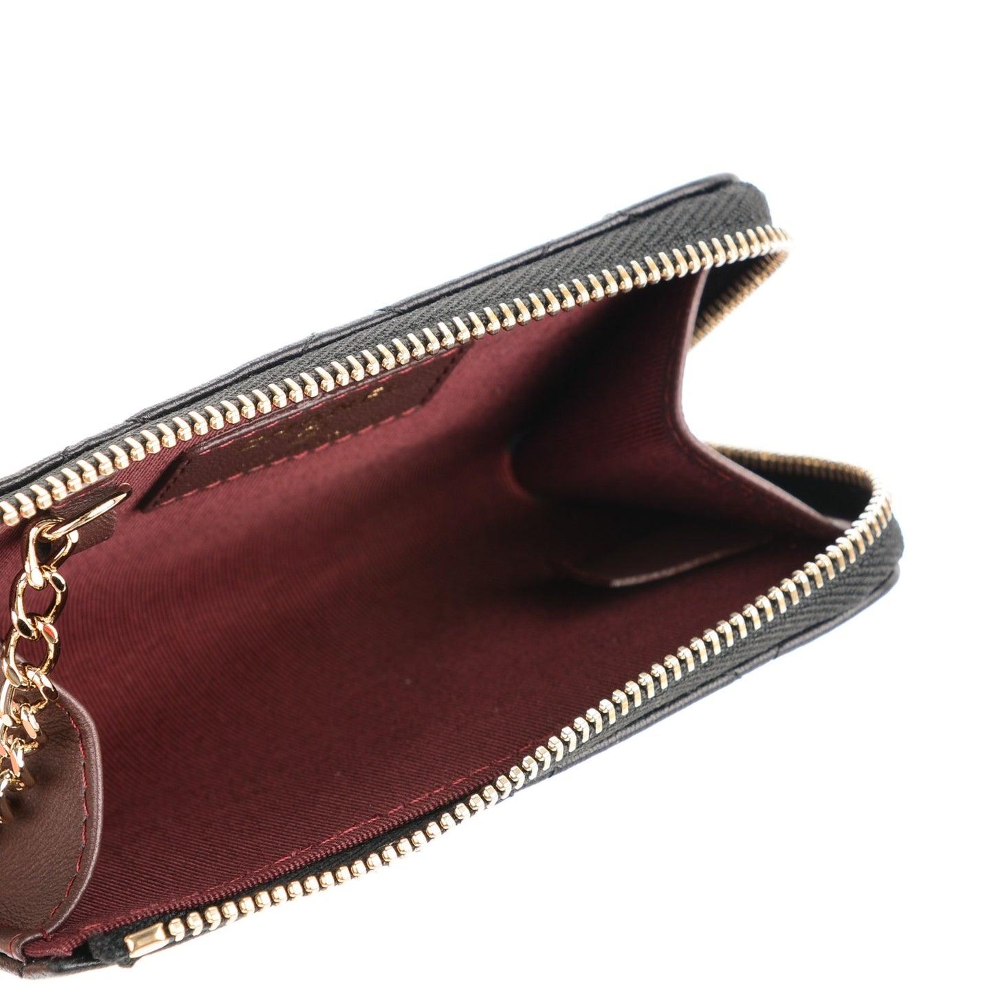 Lambskin Quilted Key Holder Case Black