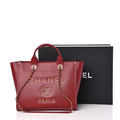 Chanel Caviar Small Studded Deauville Tote Red 18 of 18