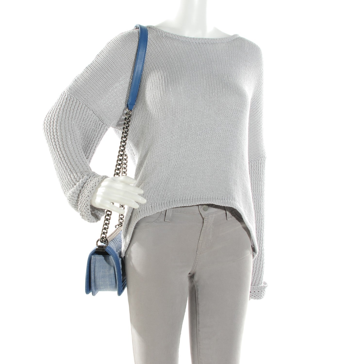 Chanel Denim Chevron Small Boy Flap Blue 2 of 7