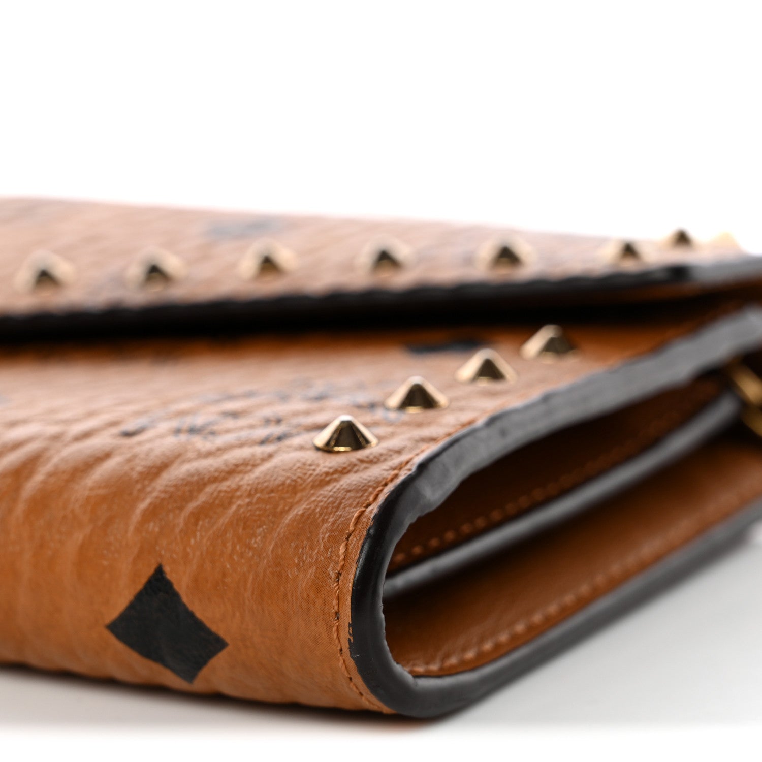 MCM Visetos Studded Patricia Wallet On Chain Cognac 10 of 10