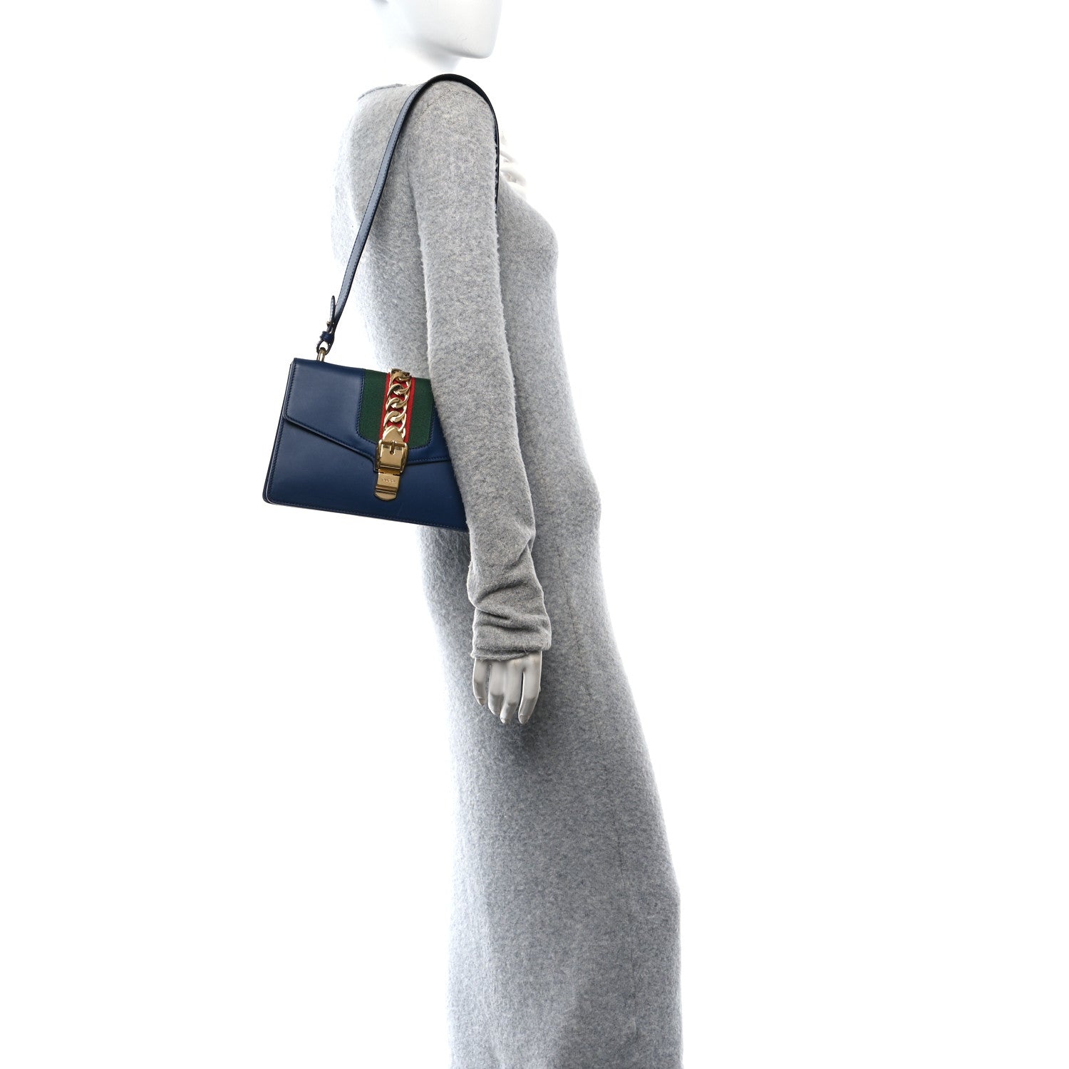 Gucci Calfskin Small Sylvie Shoulder Bag Blue Agata 2 of 10