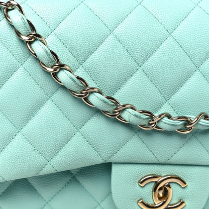 Chanel Caviar Quilted Jumbo Double Flap Light Green 12 of 16
