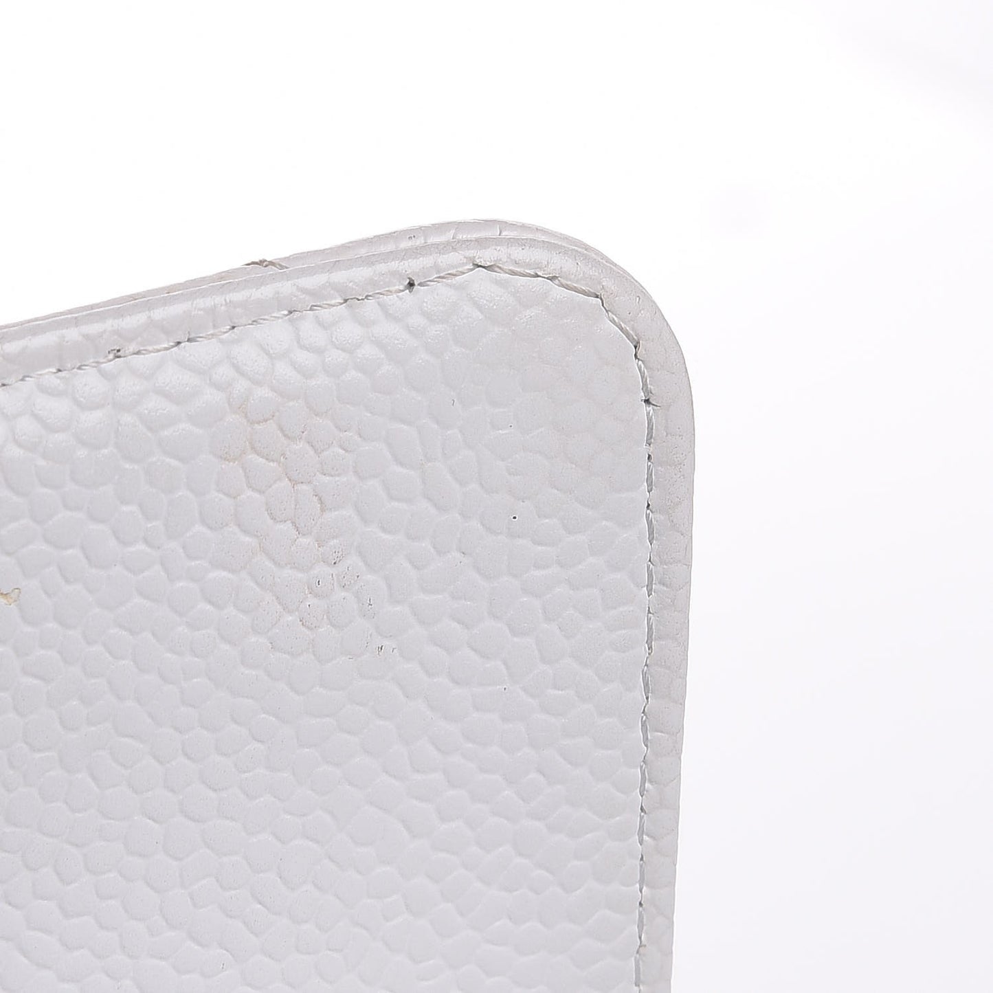 Caviar Quilted Medium Double Flap White