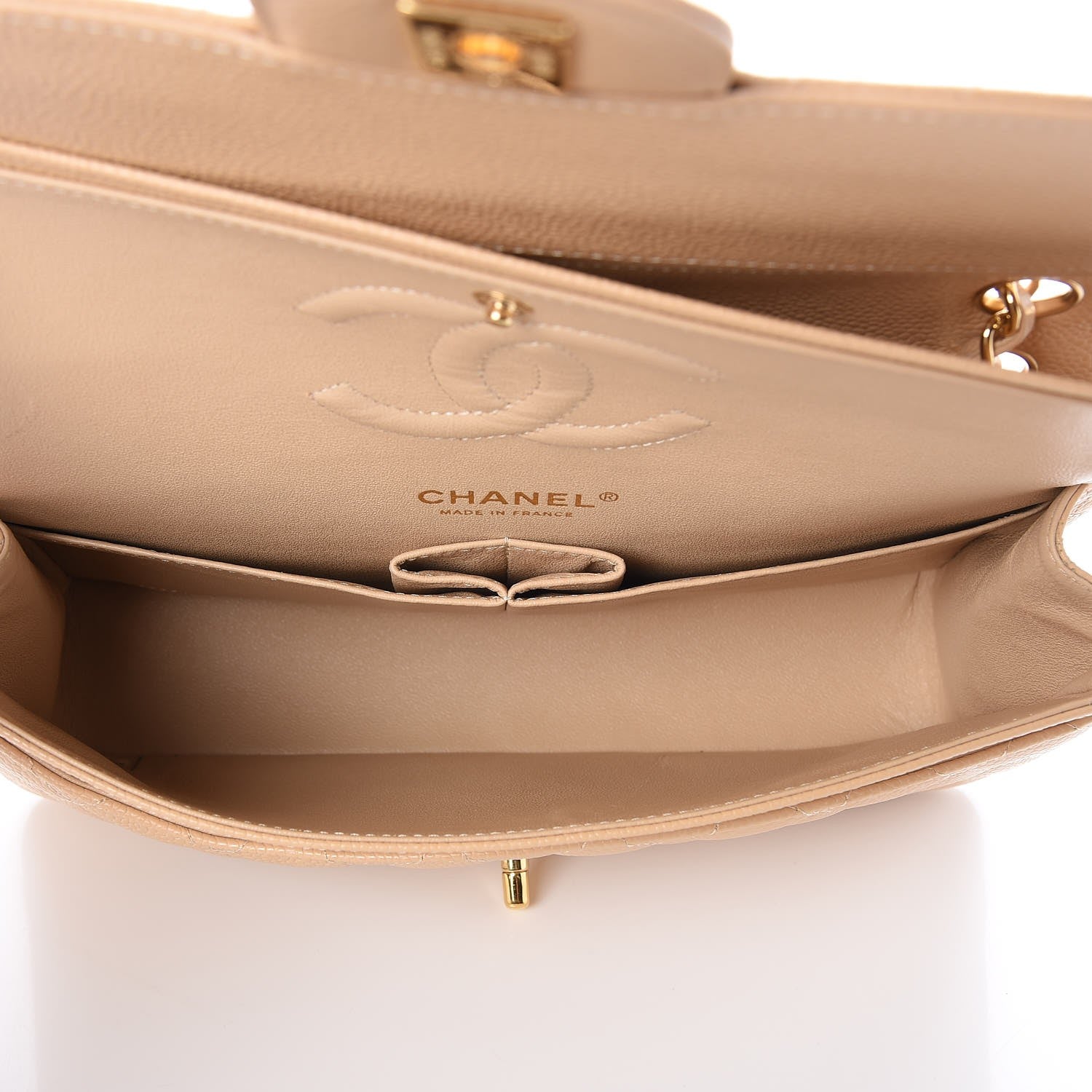 Chanel Caviar Quilted Medium Double Flap Beige Clair 6 of 8