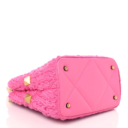 Valentino Garavani Wool Woven Small Roman Stud The Handle Bag Feminine Pink 4 of 6