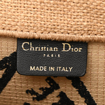 Christian Dior Canvas Jute Embroidered Medium Book Tote Black Beige 6 of 10