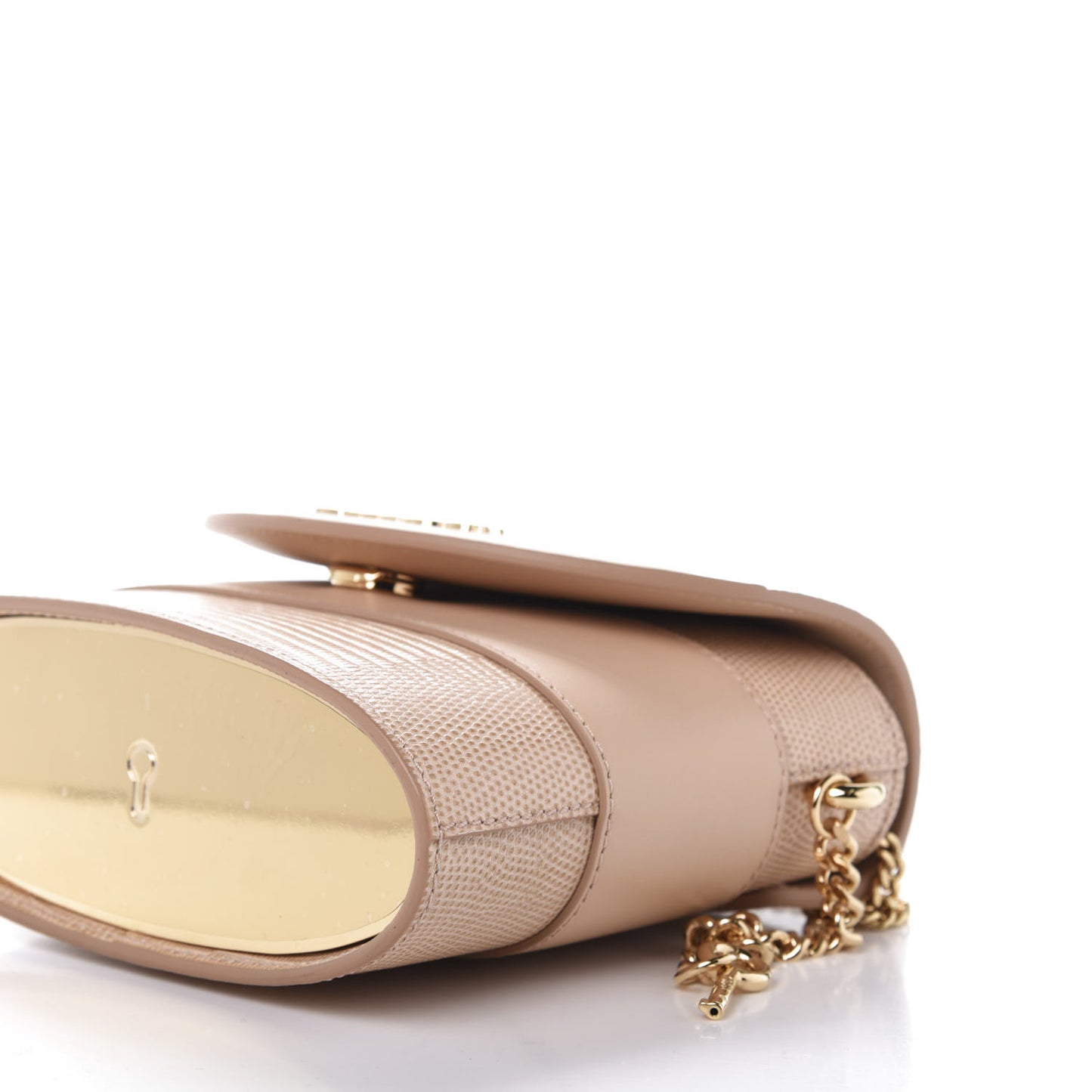 Calfskin Lizard Embossed Small Aby Lock Delicate Pink