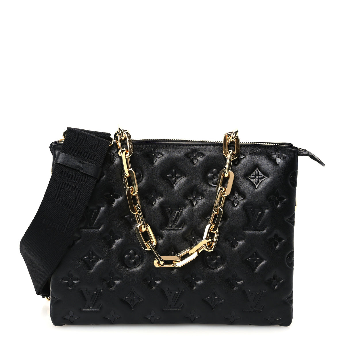 Louis Vuitton Lambskin Embossed Monogram Coussin PM Black 1 of 12