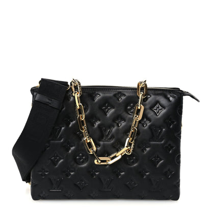 Louis Vuitton Lambskin Embossed Monogram Coussin PM Black 1 of 12