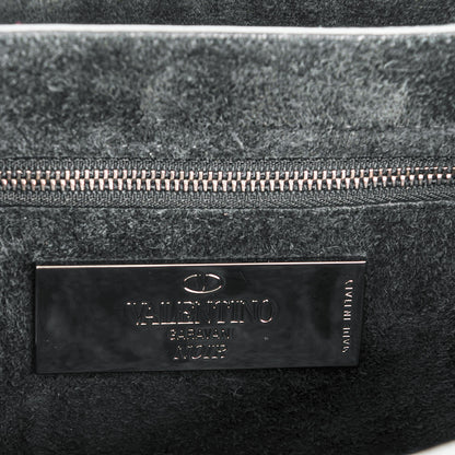 Valentino Garavani Pebbled Calfskin Onyx Medium Rockstud Rolling Flap Saddle Bag Black 6 of 7