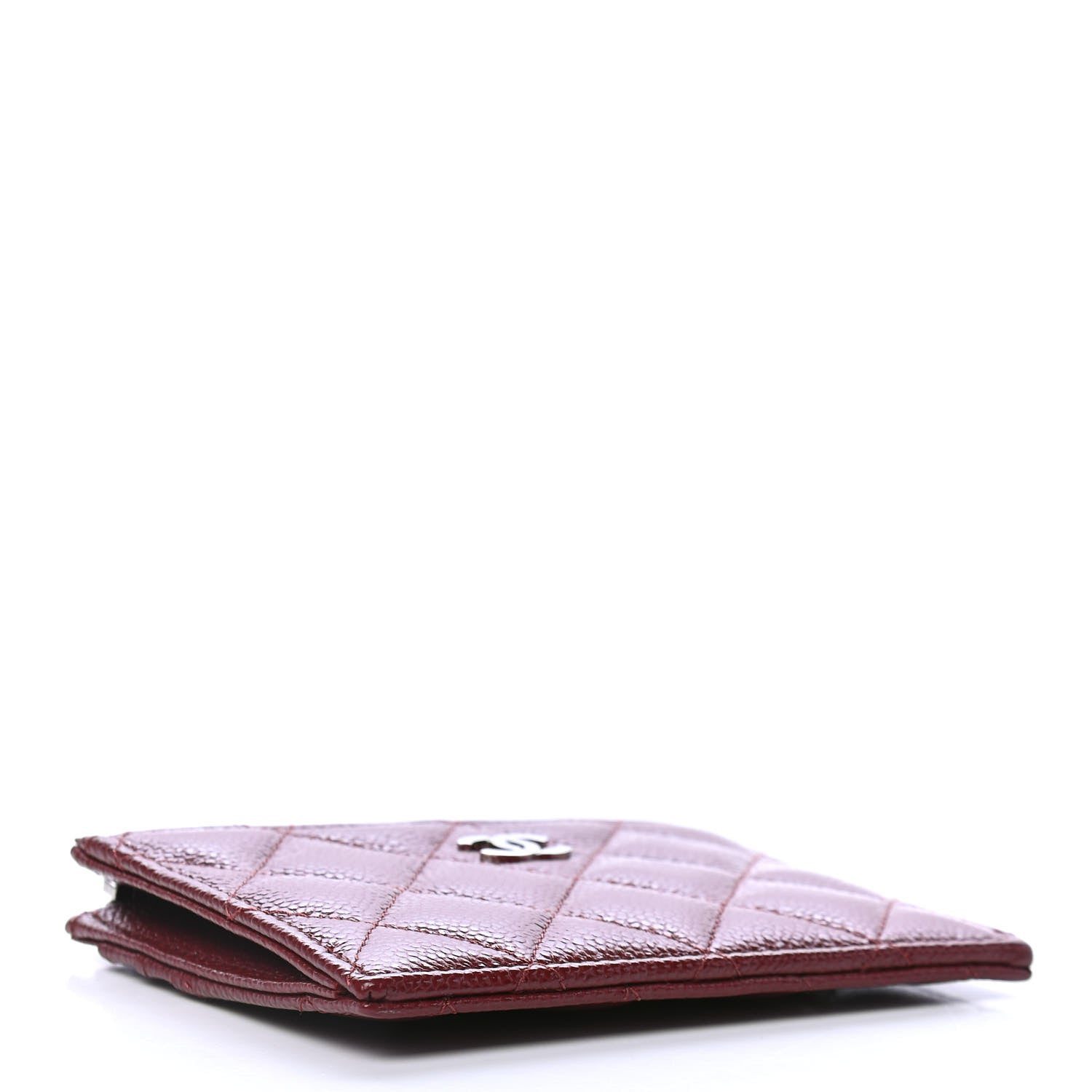 Chanel Caviar Quilted CC Zip Card Holder Burgundy 3 of 4