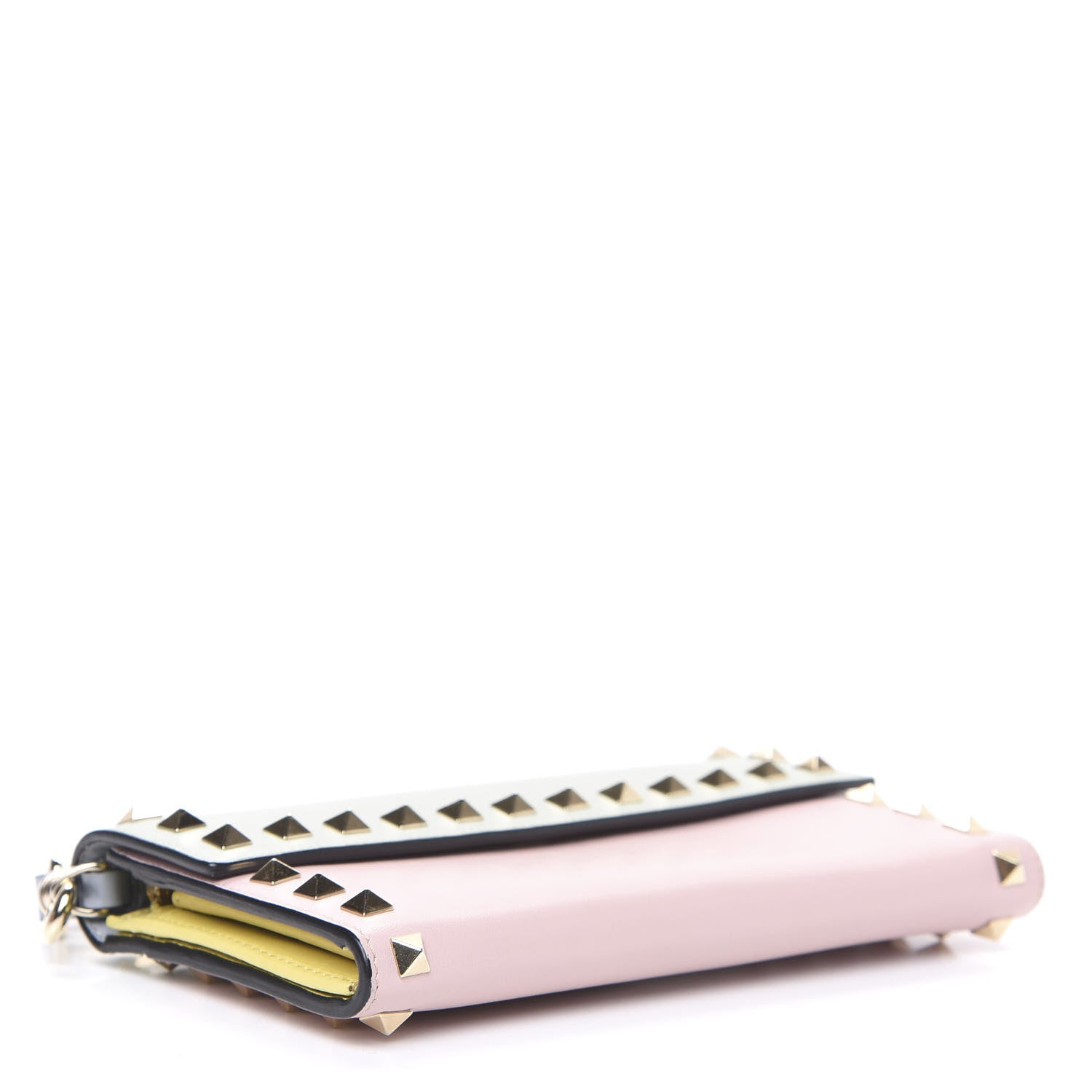Valentino Garavani Calfskin Watercolor Rockstud Wristlet Wallet Rose Green Yellow Sky 3 of 11