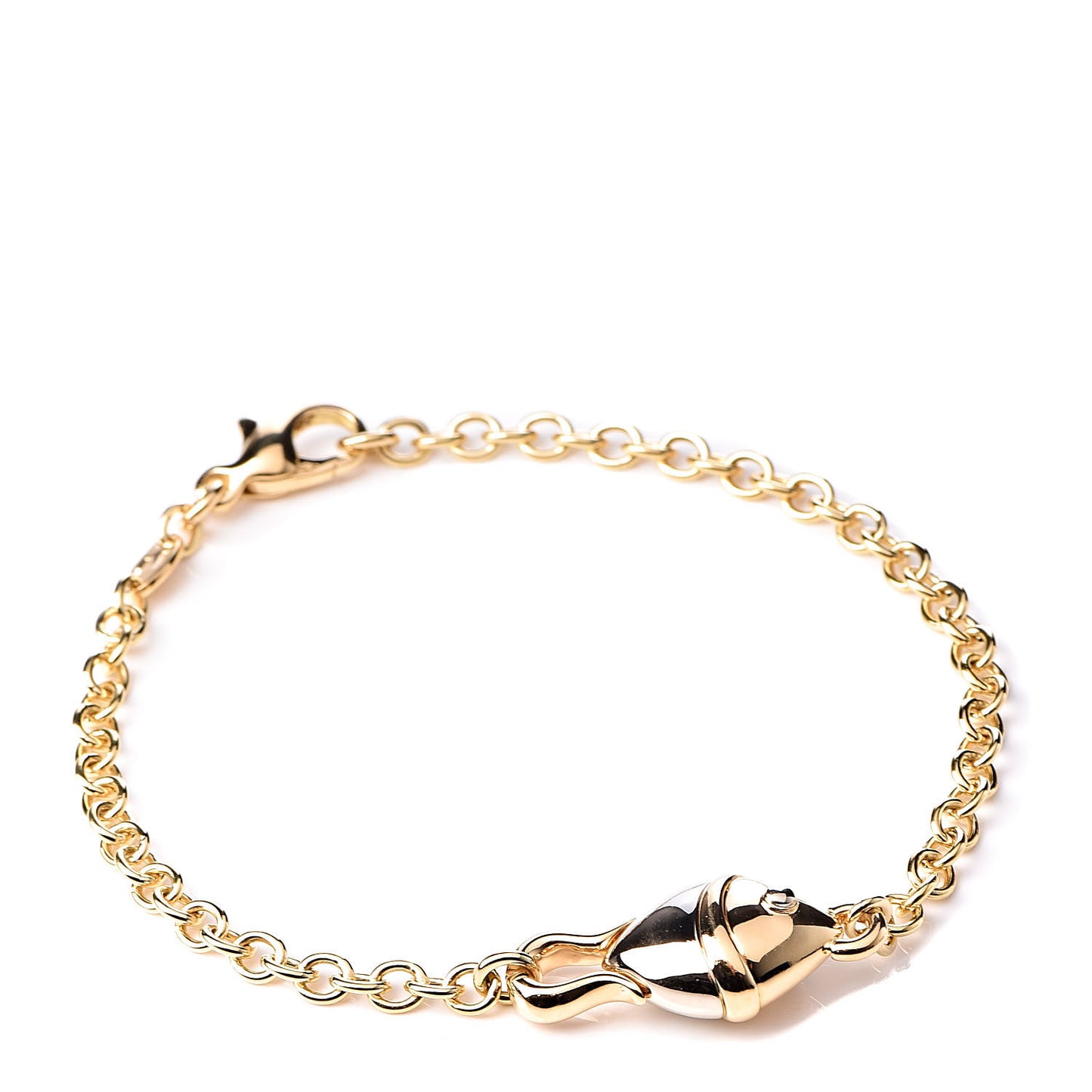 18K Yellow White Gold Fish Chain Bracelet