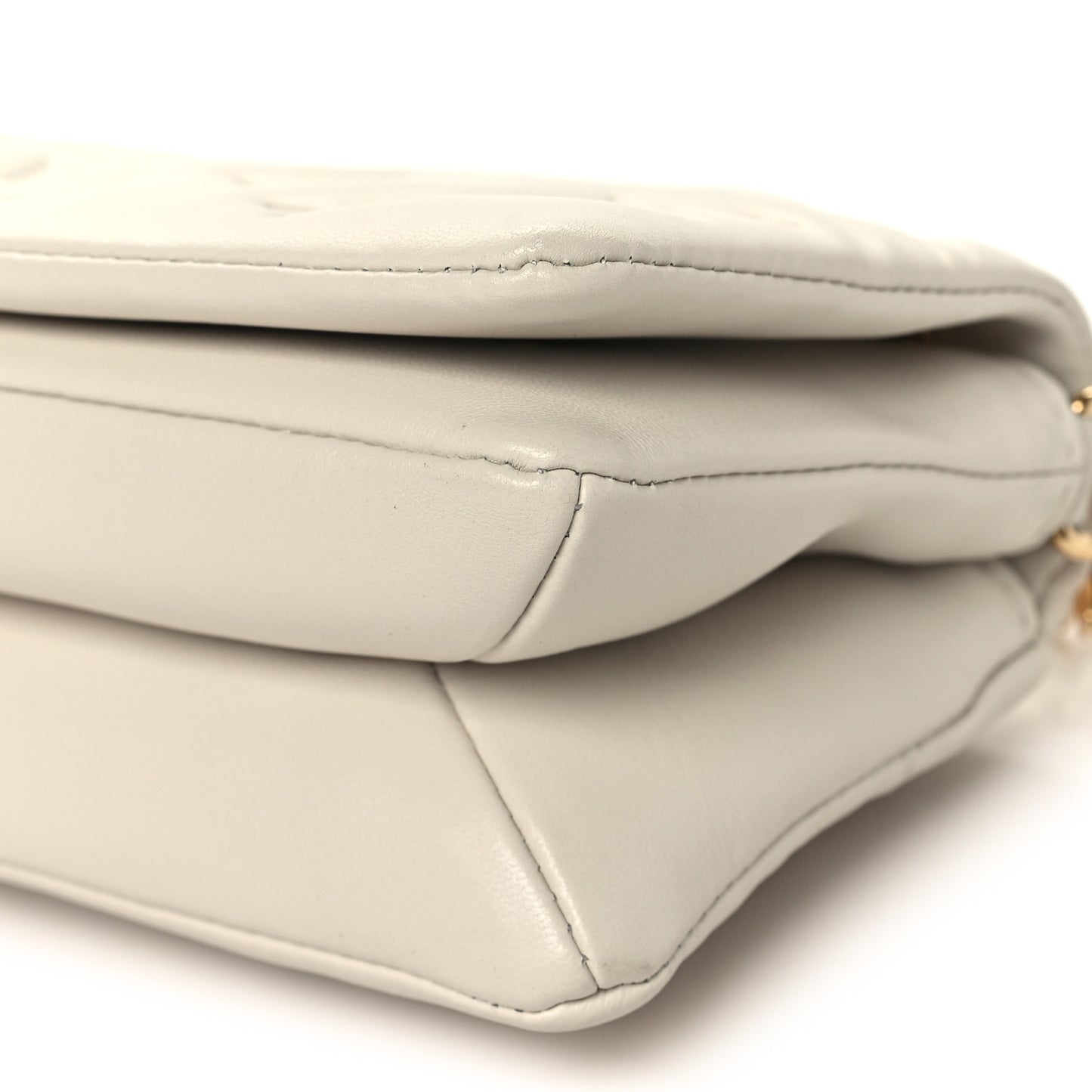 Lambskin Embossed Monogram Pochette Coussin Crossbody Creme