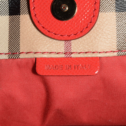 Burberry Haymarket Check Small Canterbury Tote Coral Red 6 of 6