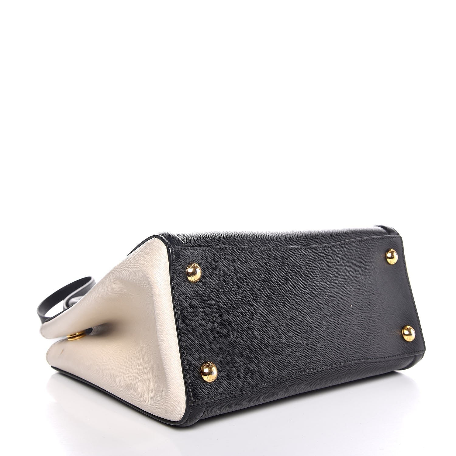 Prada Saffiano Lux Medium Bi-Color Tote Black Talco 4 of 8