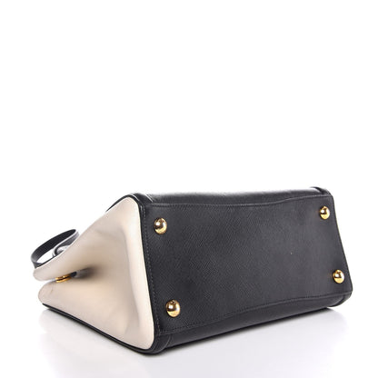 Prada Saffiano Lux Medium Bi-Color Tote Black Talco 4 of 8