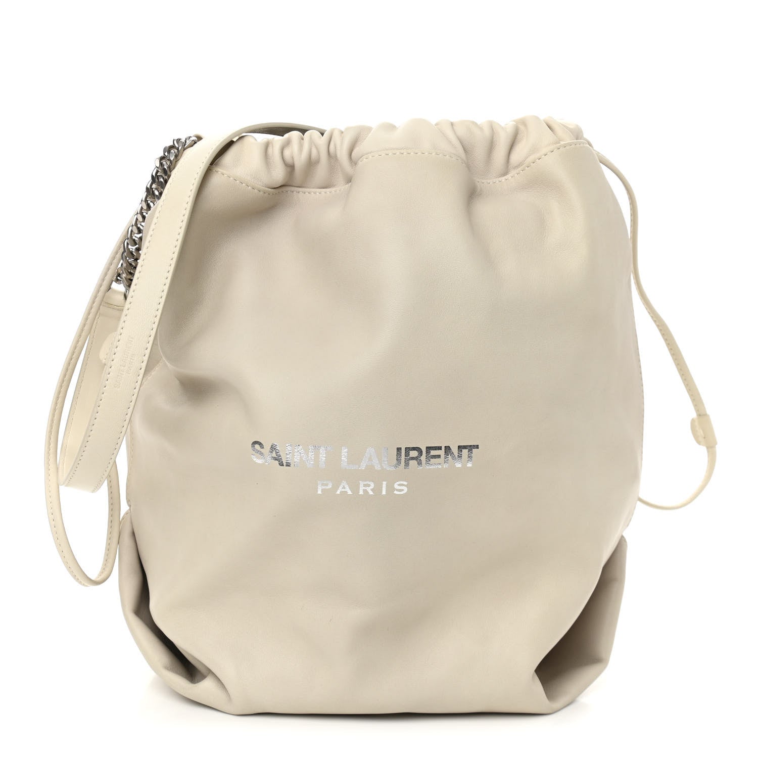 Saint Laurent Lambskin Teddy Drawstring Bag Crema Soft 3 of 13