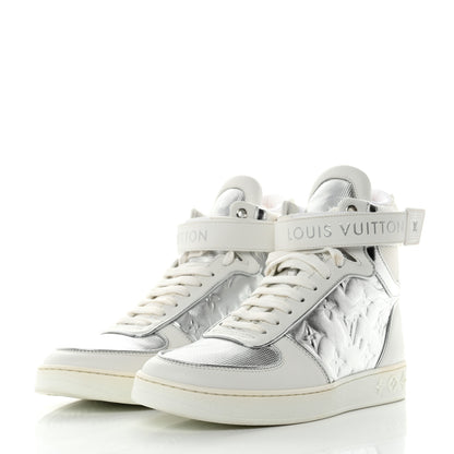 Louis Vuitton Metallic Calfskin Embossed Monogram Boombox Sneakers 36.5 White Silver 3 of 10