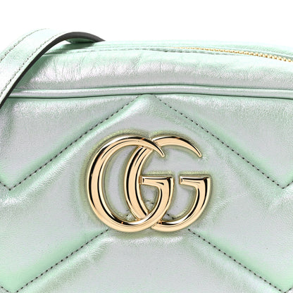 Gucci Iridescent Nappa Chevron Matelasse Small GG Marmont Chain Shoulder Bag Iridescent Salvy Green 8 of 10