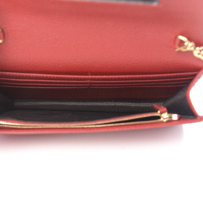 Gucci Dollar Calfskin Mini GG Marmont Chain Wallet Hibiscus Red 5 of 11