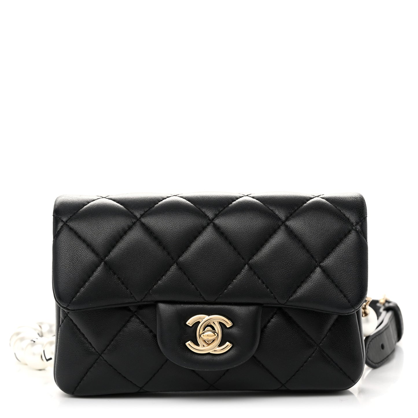 Lambskin Quilted Mini My Precious Waist Bag Black