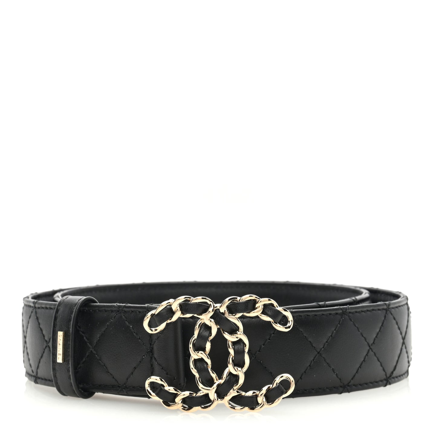 Calfskin Quilted CC Chain Belt 80 32 Black