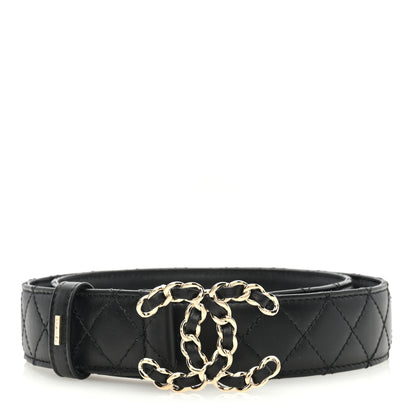 Chanel Calfskin Quilted CC Chain Belt 80 32 Black 1 of 4