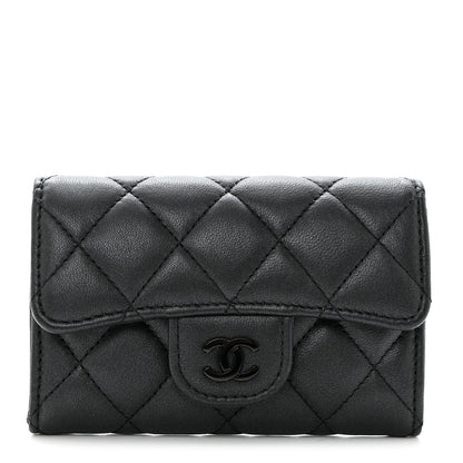 Chanel Pearly Lambskin Quilted Flap Card Holder Wallet So Black 1 of 8