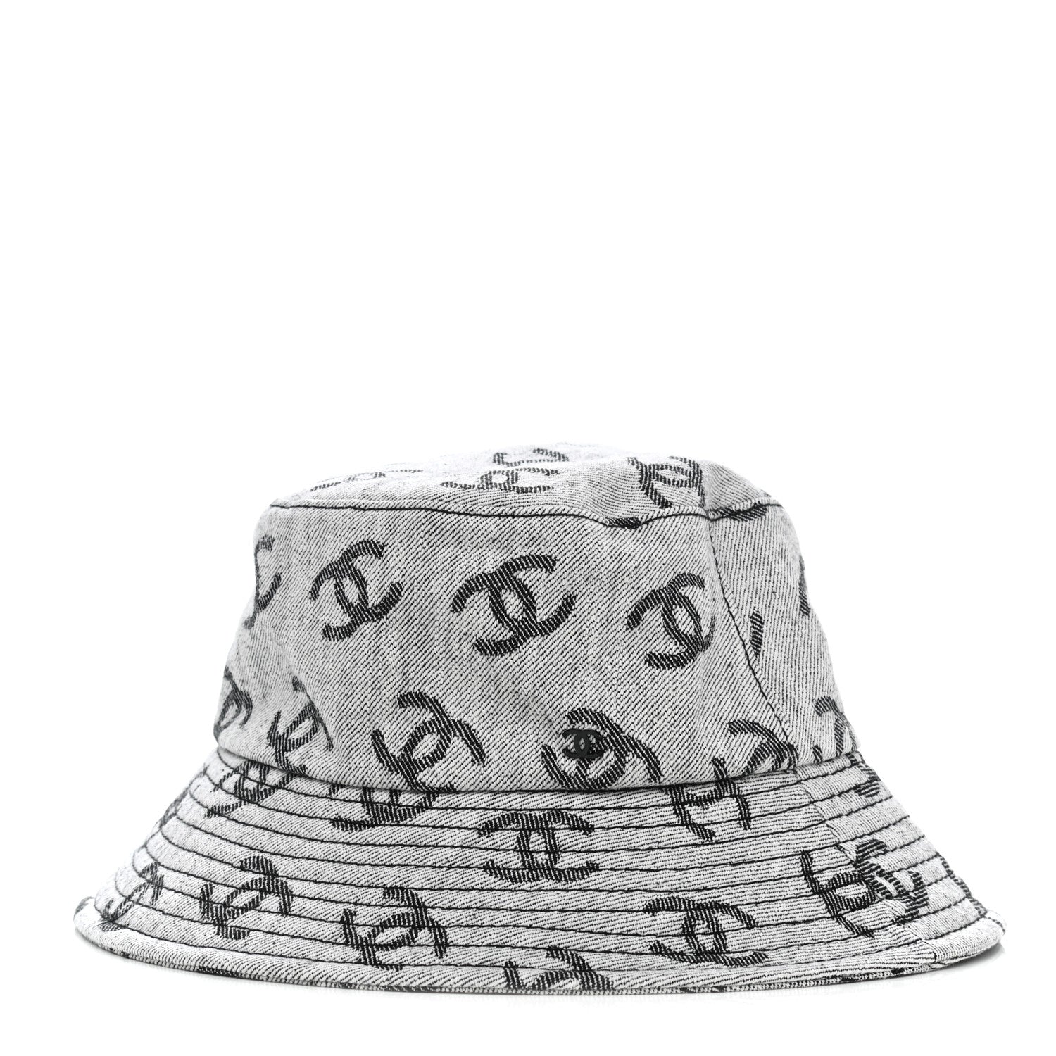 Chanel Denim CC Bucket Hat M White Black 1 of 8