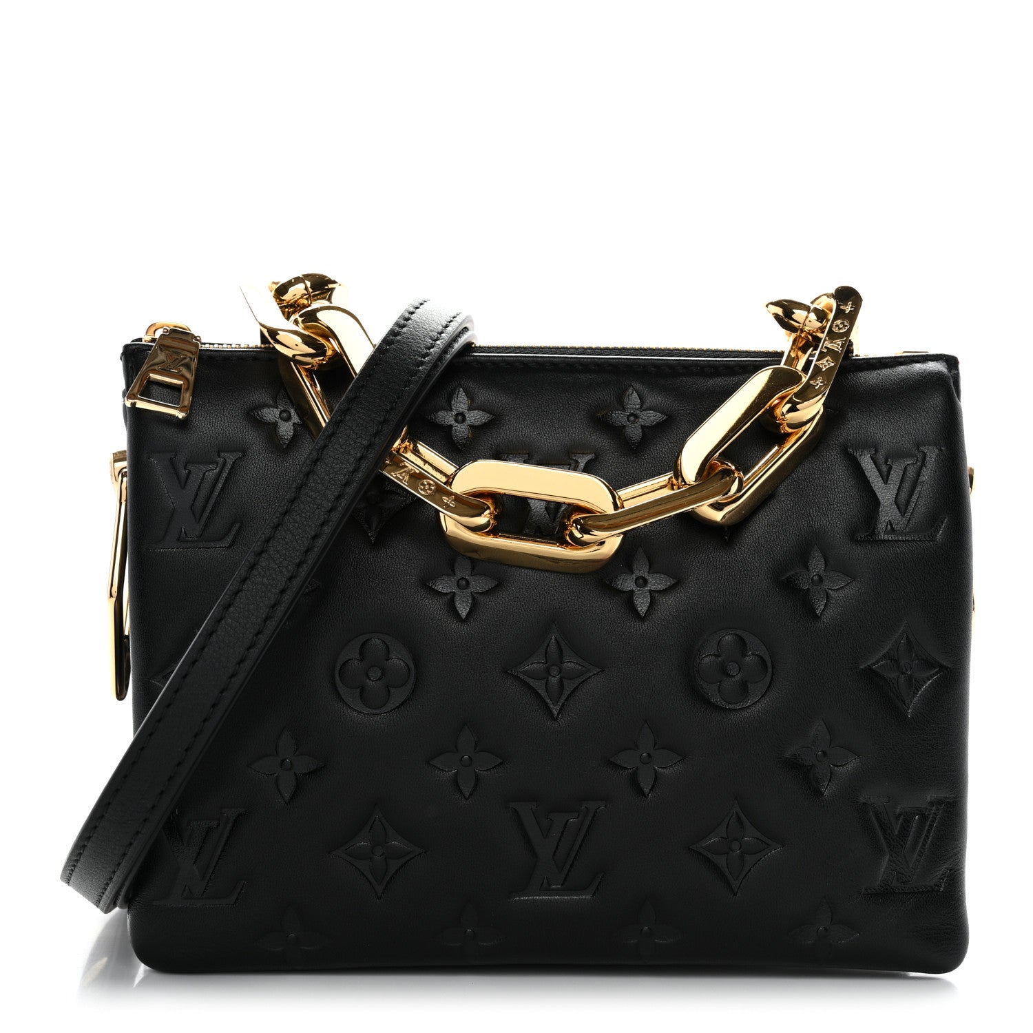 Louis Vuitton Lambskin Embossed Monogram Coussin BB Black 1 of 9