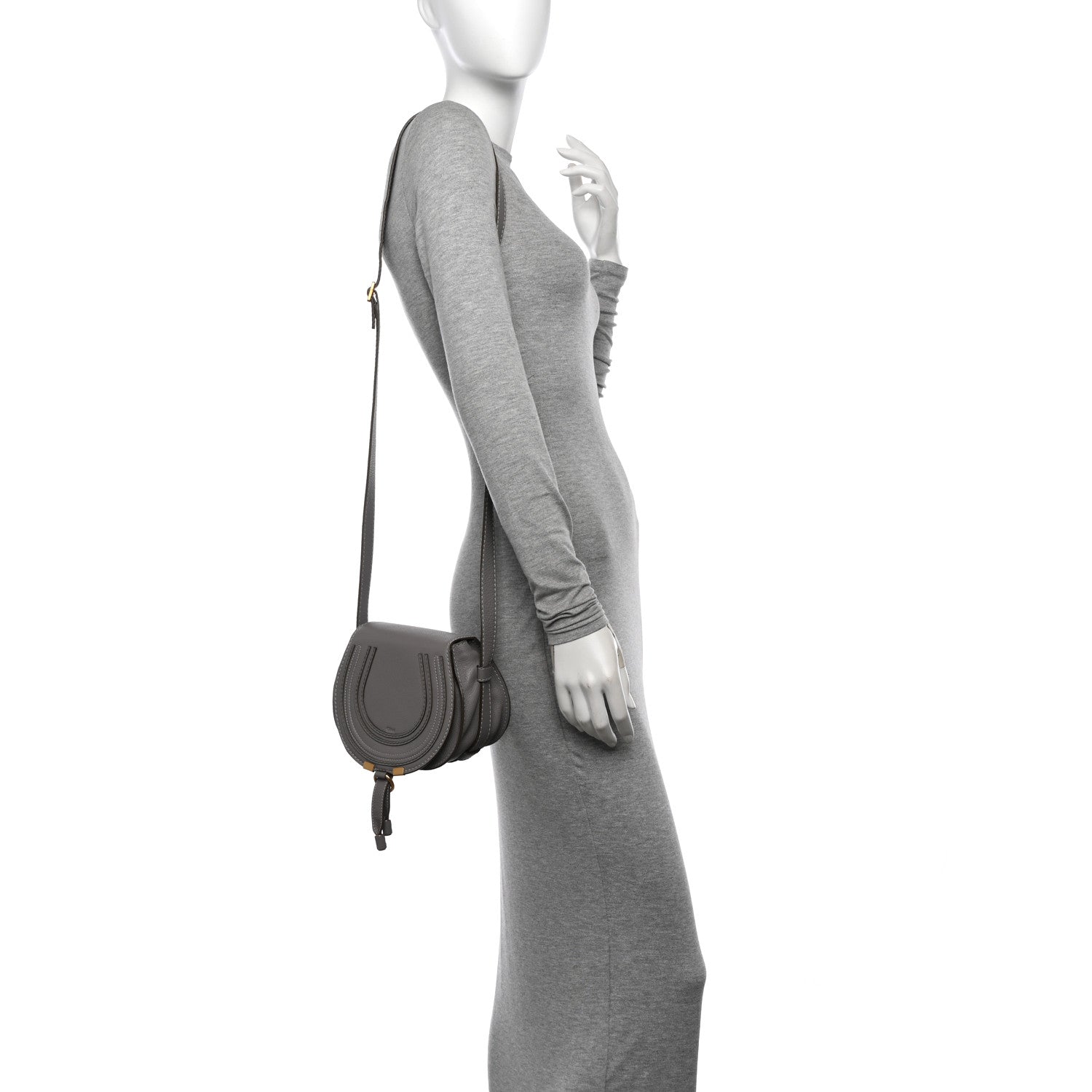 Chloe Calfskin Mini Marcie Round Crossbody Bag Cashmere Grey 2 of 9