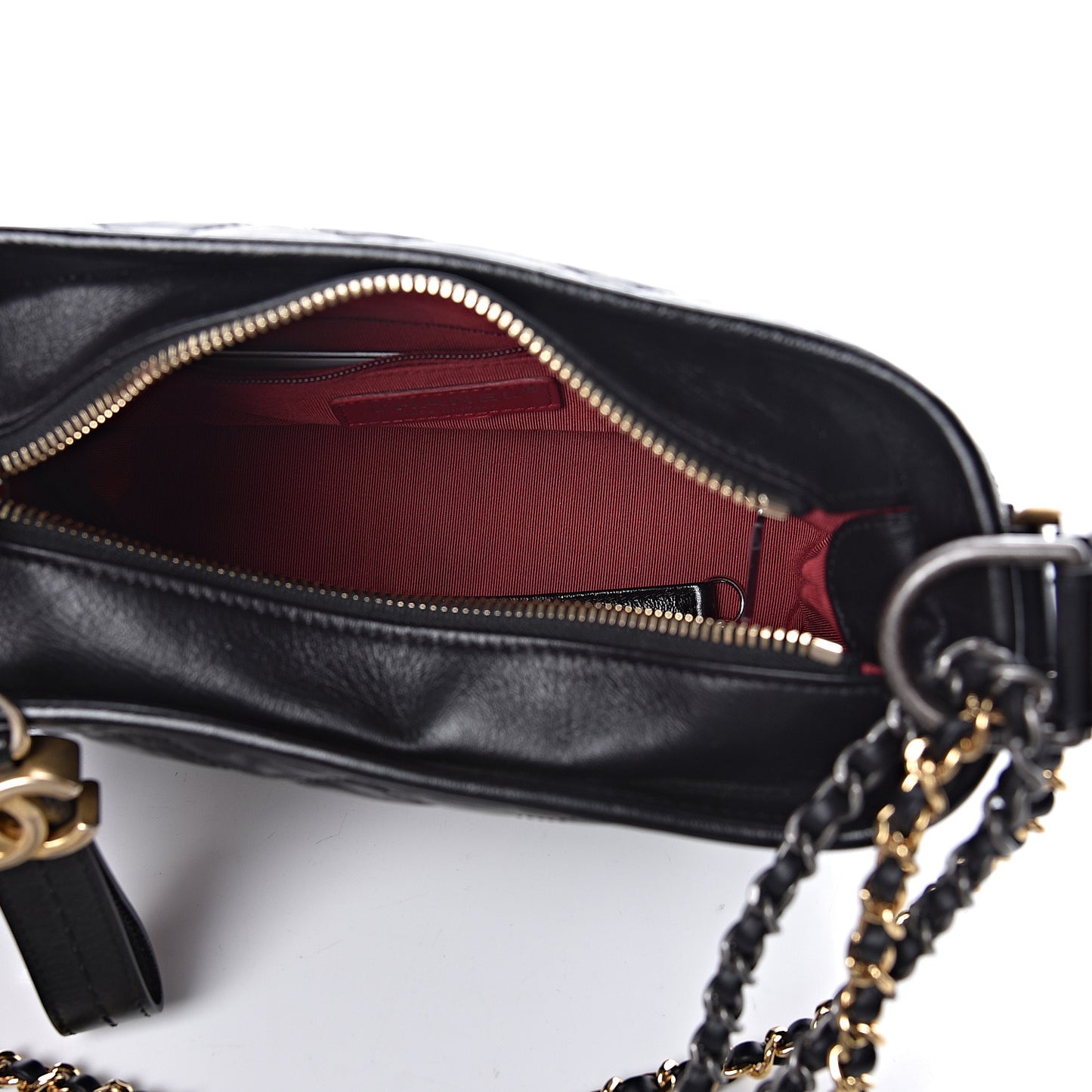Aged Calfskin Quilted Small Gabrielle Hobo Black