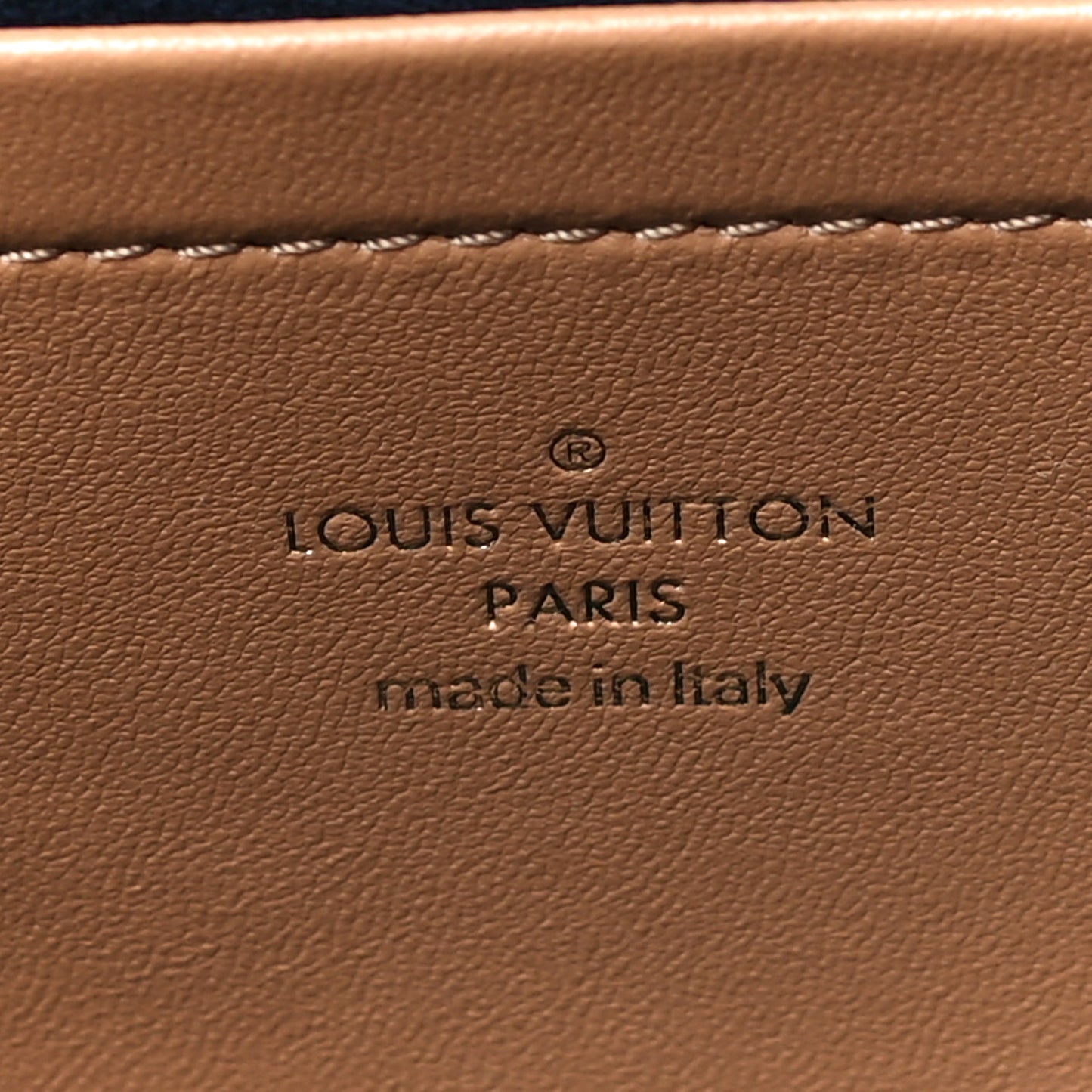 Lambskin Embossed Monogram Pochette Coussin Camel