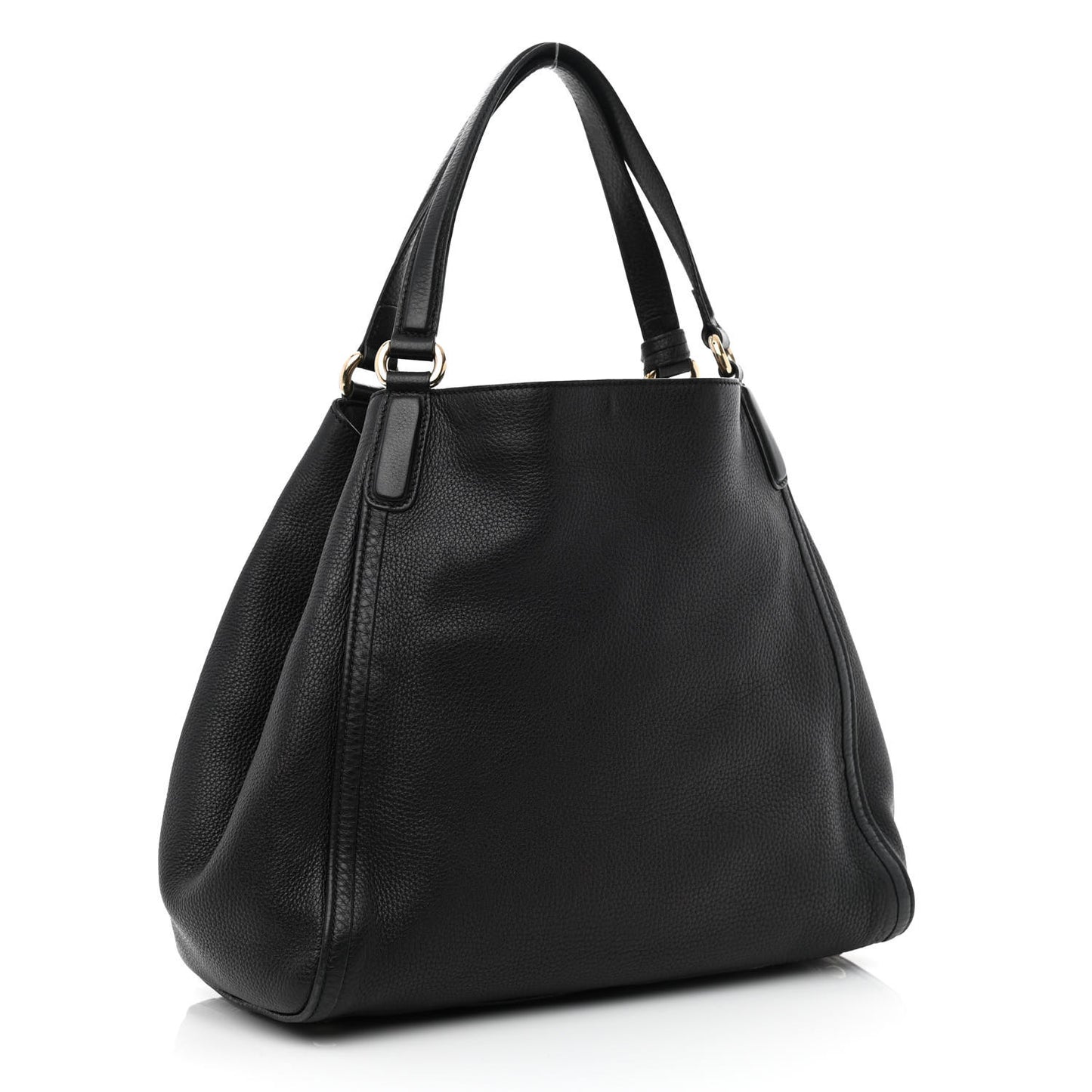 Pebbled Calfskin Medium Soho Shoulder Bag Black