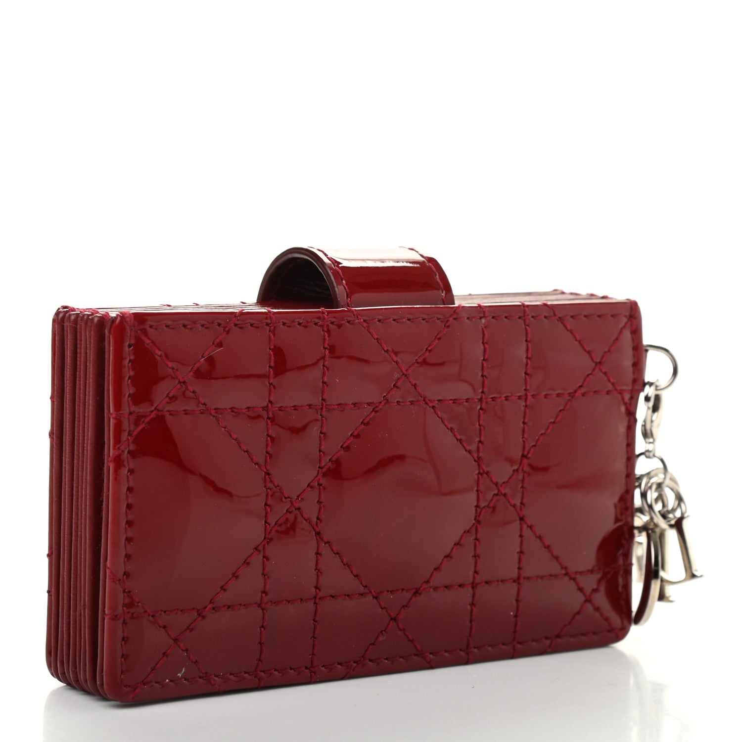 Christian Dior Patent Cannage Lady Dior 5-Gusset Card Holder Scarlet 2 of 7