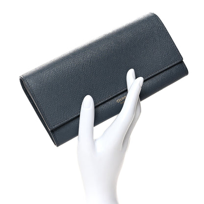 Celine Grained Calfskin Large Flap Wallet Grey 2 of 7