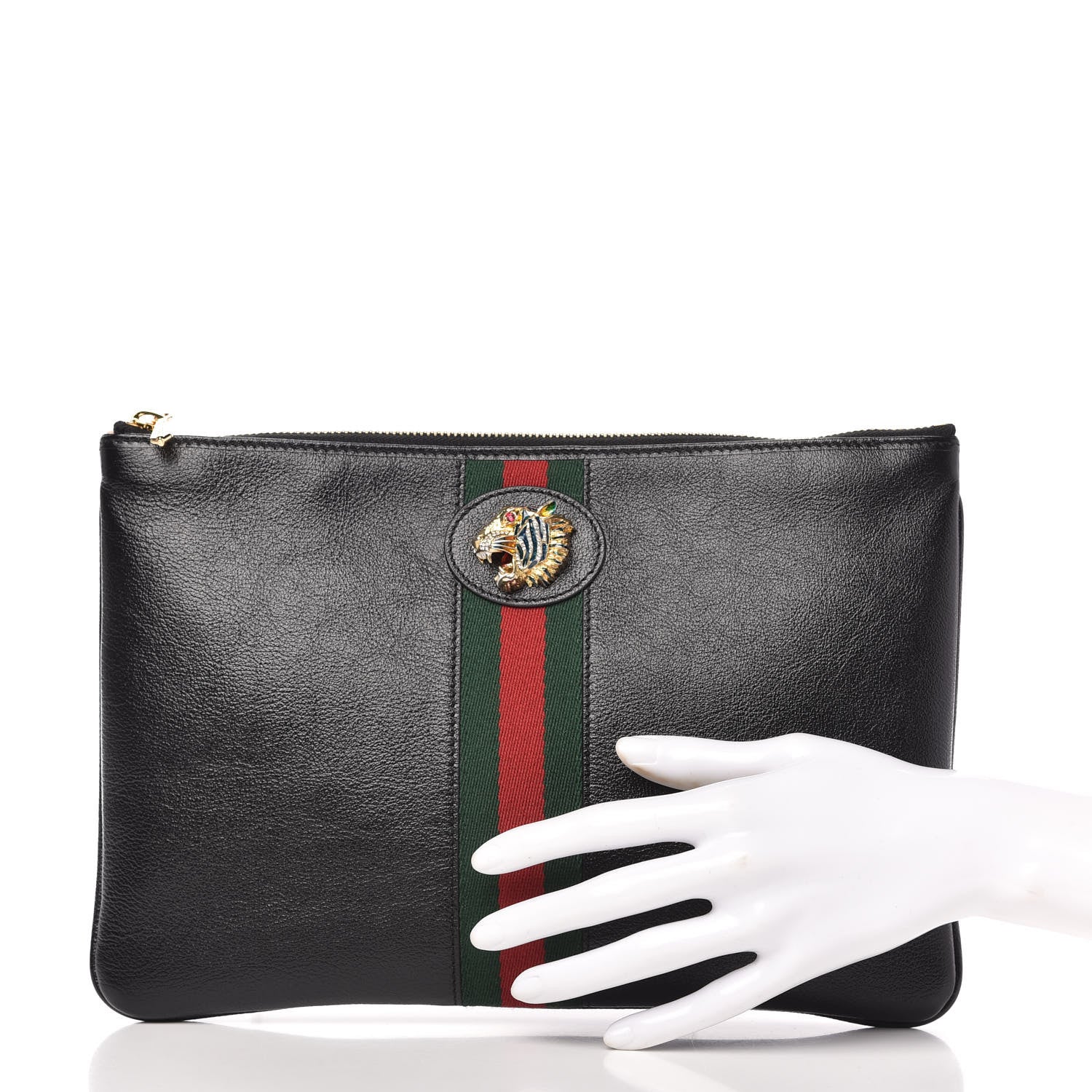 Gucci Calfskin Web Rajah Clutch Black 2 of 10