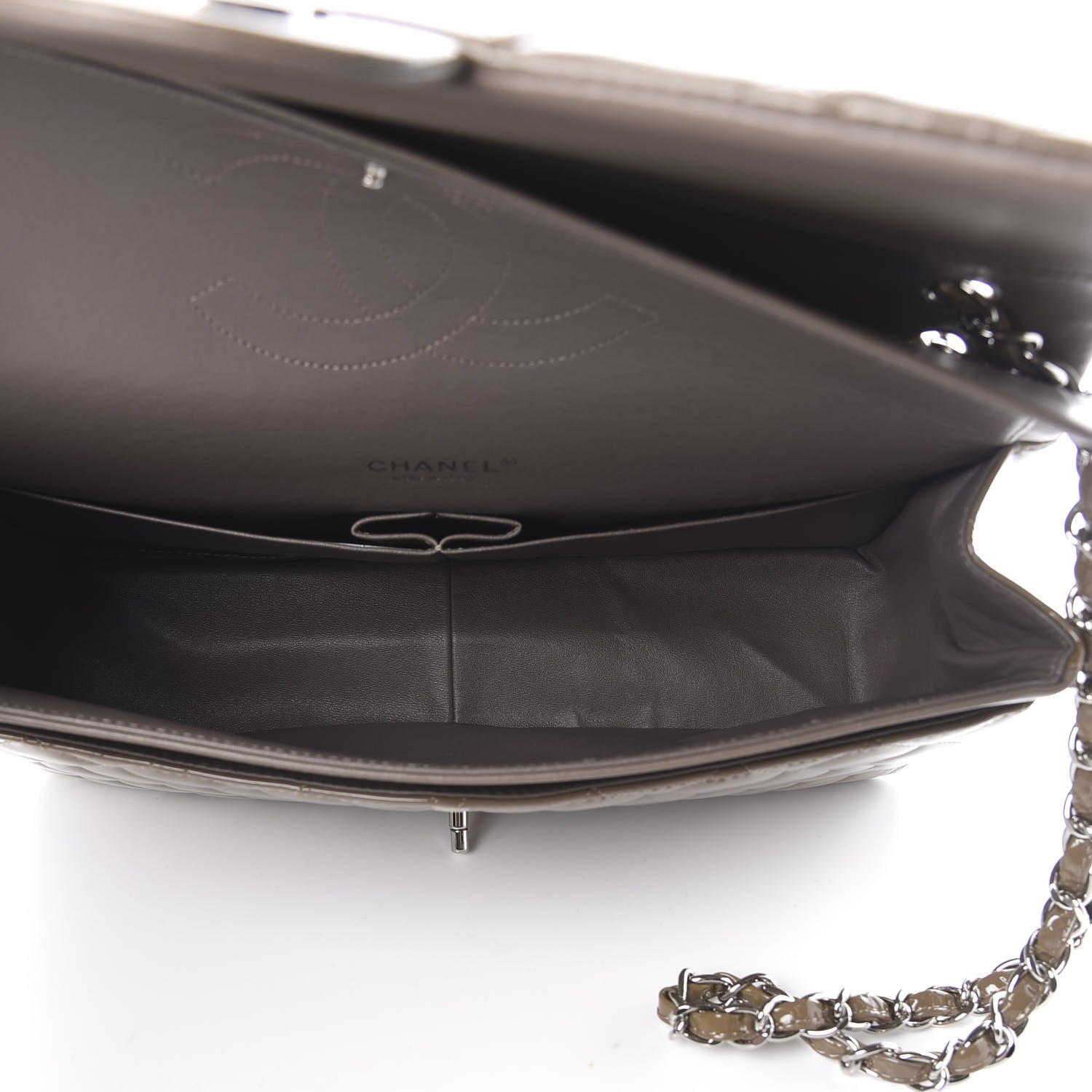 Chanel Patent Calfskin Quilted Maxi Double Flap Grey 5 of 10