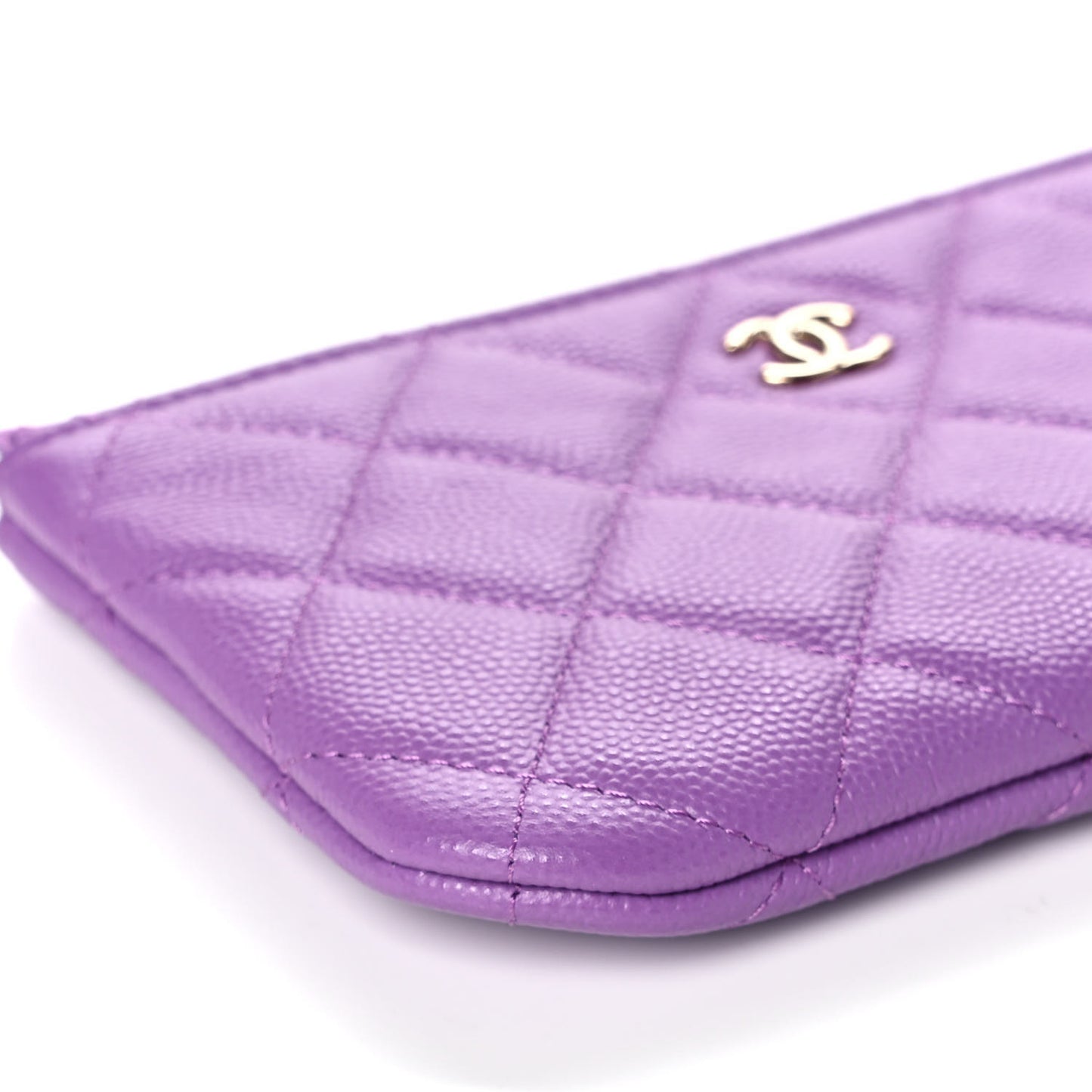 Caviar Quilted Small Pouch Purple