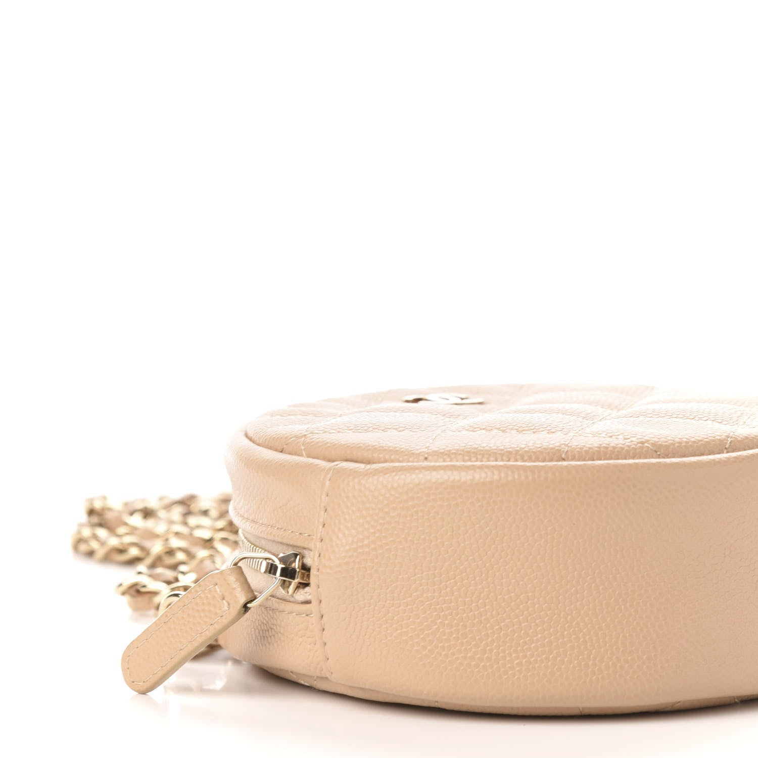 Chanel Caviar Quilted Round Clutch With Chain Beige 9 of 12