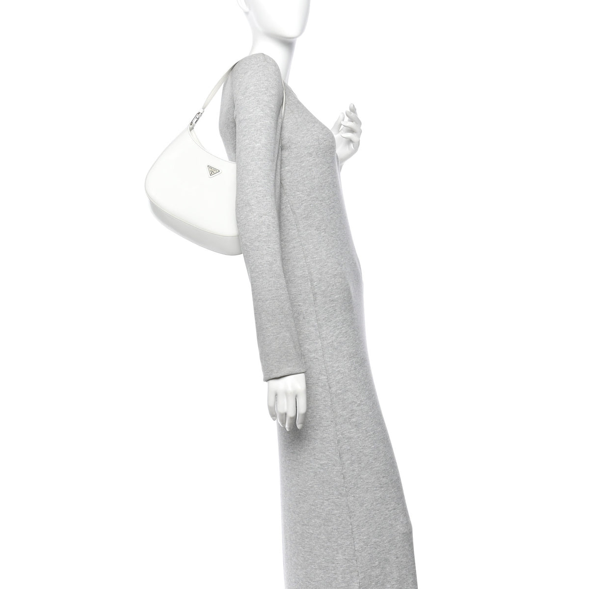 Prada Spazzolato Cleo Shoulder Bag White 2 of 10