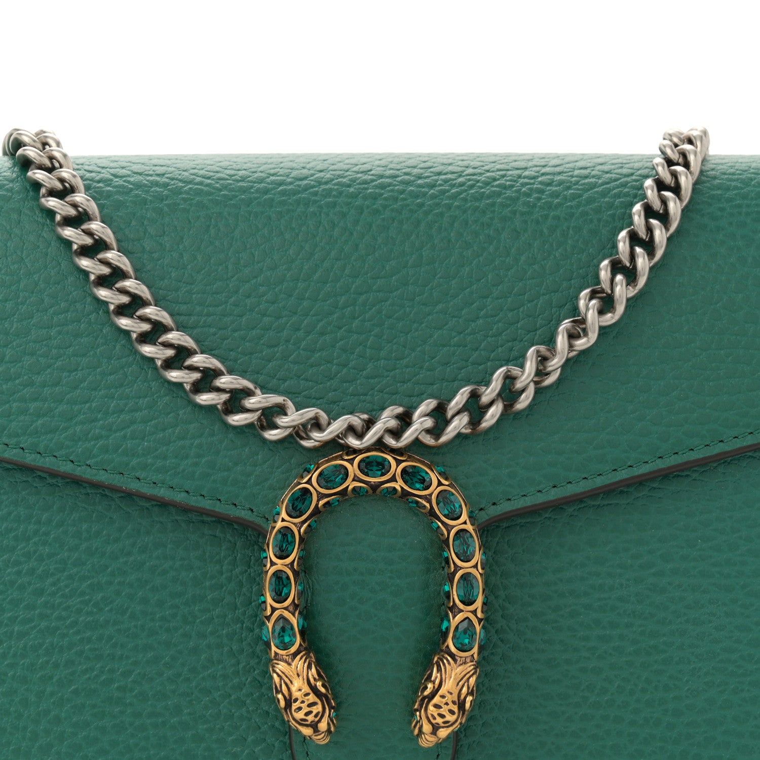 Gucci Calfskin Mini Dionysus Chain Wallet Emerald 9 of 13