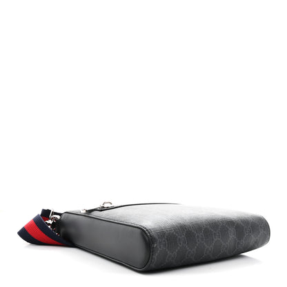 Gucci GG Supreme Monogram Web Small Flat Messenger Bag Black Grey 4 of 12