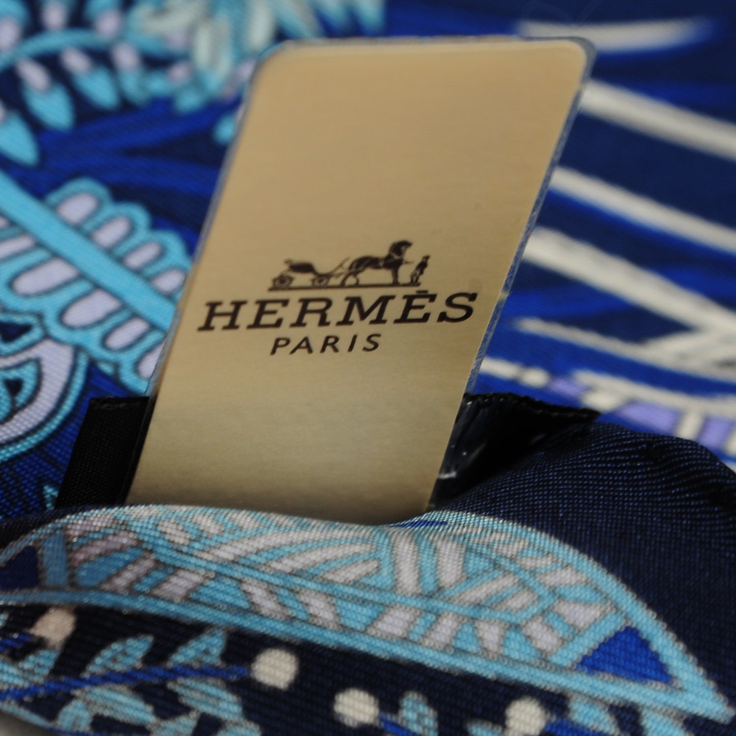 Silk Maitre de la Foret Scarf 90 Marine Lavande Turquoise