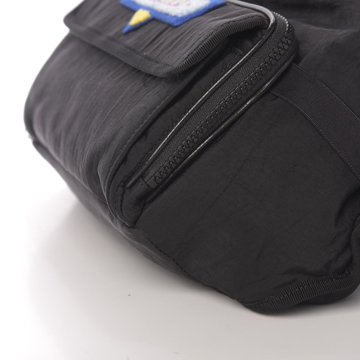 Nylon 80s Logo Patch Belt Bag Black