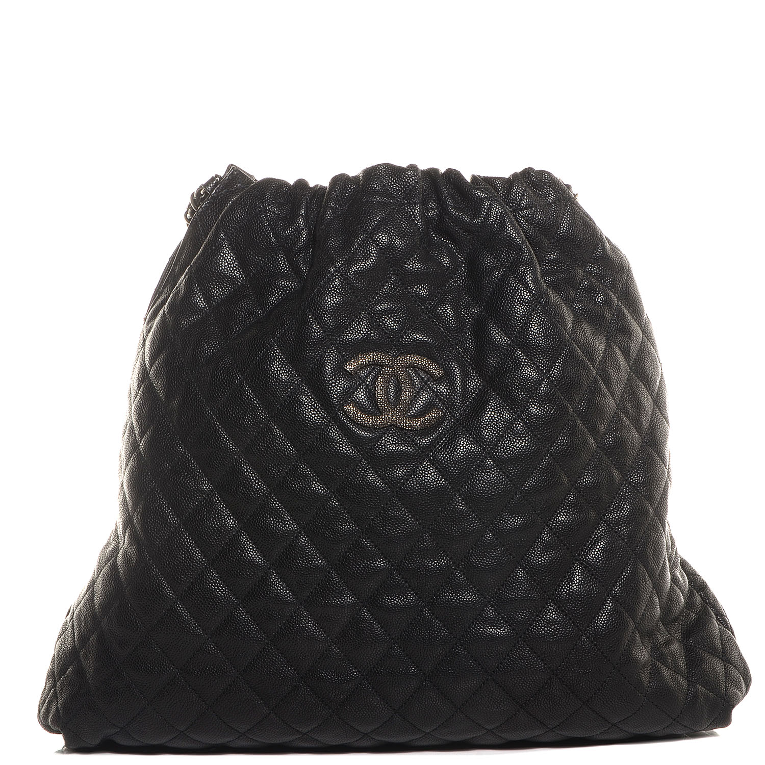 Chanel Distressed Glazed Caviar Quilted Large Elastic Tote Black 1 of 9