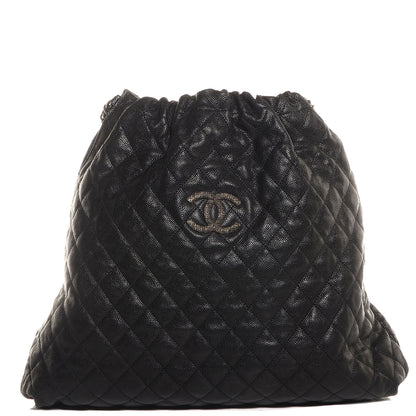Chanel Distressed Glazed Caviar Quilted Large Elastic Tote Black 1 of 9