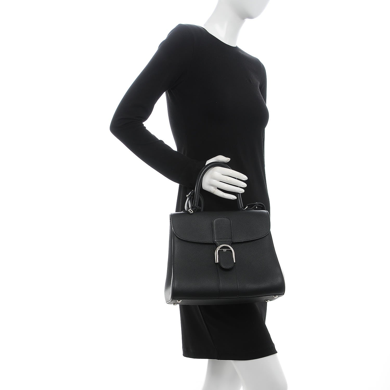 Delvaux Grained Calfskin MM Brillant Satchel Black 2 of 8